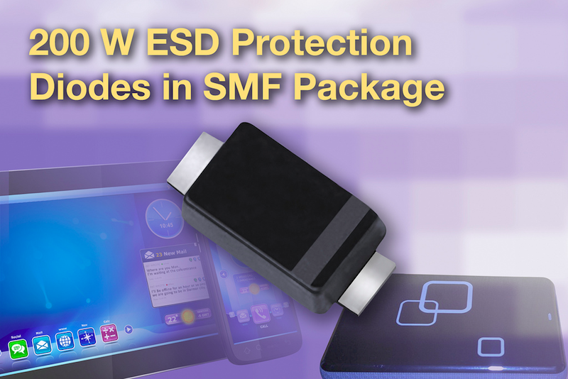 Vishay SMD ESD protection diodes offer high surge capability in an SMF package